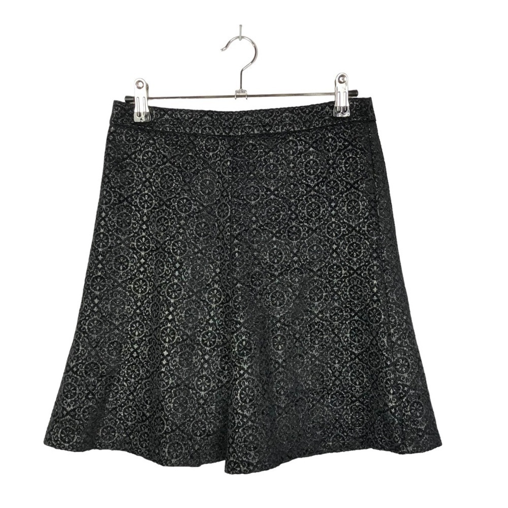 Ann Taylor Loft Black Jacquard Shimmer A-Line Skirt XXS